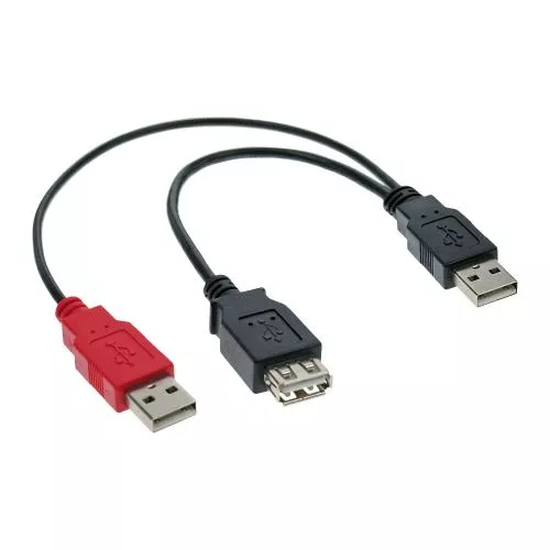 InLine® USB 2.0 Y-Anschlusskabel 2x Stecker A an Buchse A 0,2m