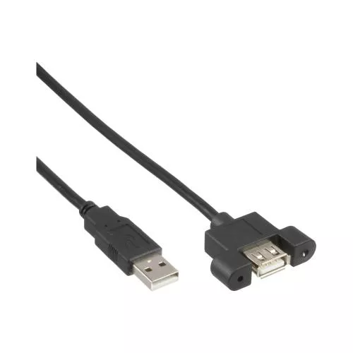 InLine® USB 2.0 Anschlusskabel Stecker A auf Einbaubuchse A 0,6m