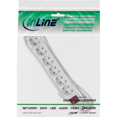 InLine® Steckdosenleiste 6-fach Schutzkontakt mit Schalter 5m weiß