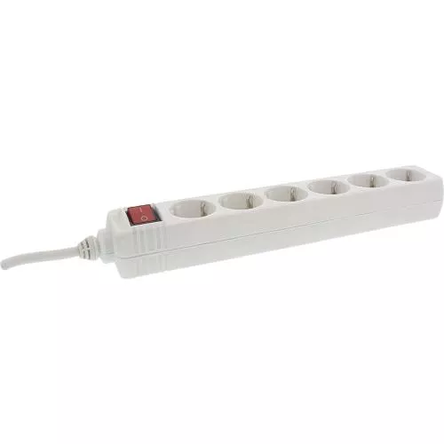InLine® Steckdosenleiste 6-fach Schutzkontakt mit Schalter 3m weiß