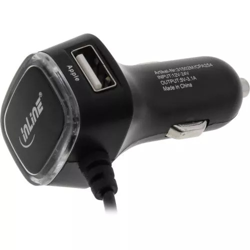 InLine® USB KFZ Ladegerät Stromadapter 12/24VDC zu 5V / 3.1A 2x USB A + Micro USB 5pin Stecker