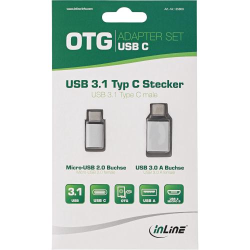 InLine® USB Adapter-Set, USB-C Stecker an Micro-USB oder USB 3.0 A Buchse