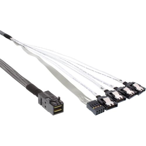 InLine® Mini SAS HD Kabel SFF-8643 zu 4x SATA + Sideband 0,5m
