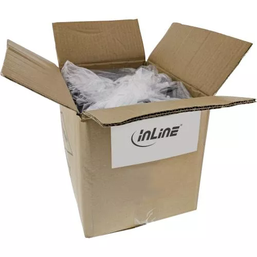100er Bulk-Pack InLine® Patchkabel S/FTP (PiMf) Cat.6 250MHz PVC CCA weiß 0,5m