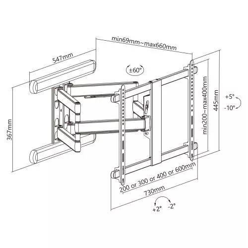 InLine® Premium Aluminium Wandhalterung für Flach-TV (37-80") max. 70kg weiß