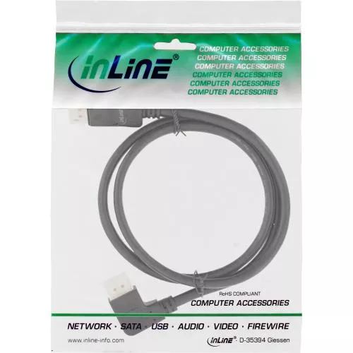 InLine® DisplayPort 1.4 Kabel, 8K4K links gewinkelt schwarz/gold 3m