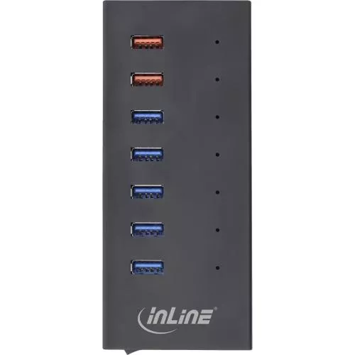 InLine® USB 3.2 Gen.1 Hub 7 Port Aluminiumgehäuse schwarz mit 2,5A Netzteil