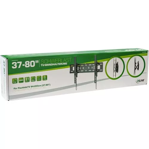 InLine® Schwerlast-TV-Wandhalterung neigbar für Flach-TV (37-80") max. 75kg schwarz