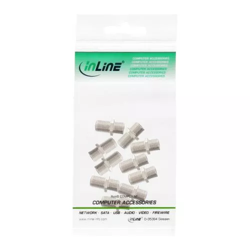 InLine® SAT F-Verbinder (Doppelbuchse, F-Kupplung) 10er Pack
