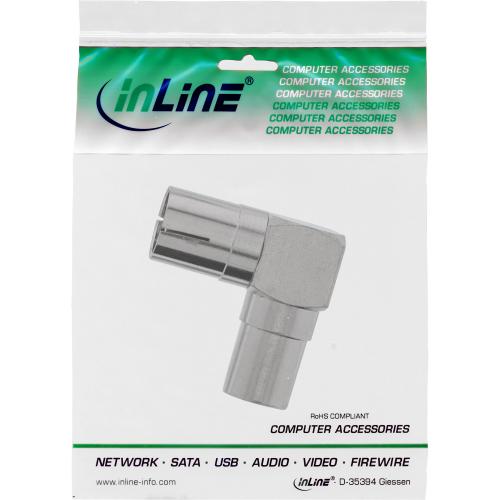InLine® Antenne Koaxial Verbinder Stecker / Buchse 90° gewinkelt Metall