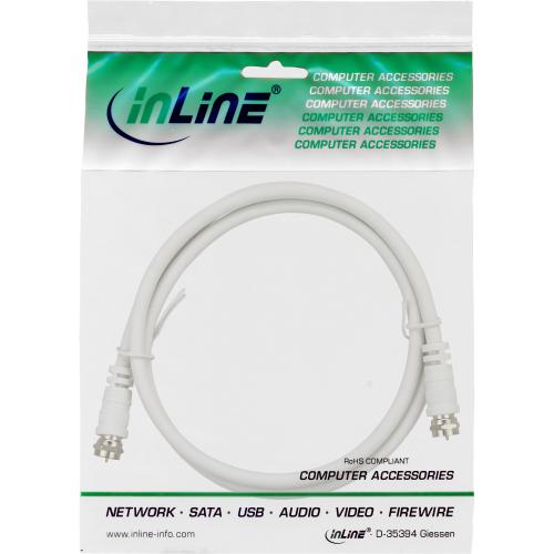 InLine® SAT-Anschlusskabel 2x geschirmt 2x F-Stecker 75dB weiß 1m