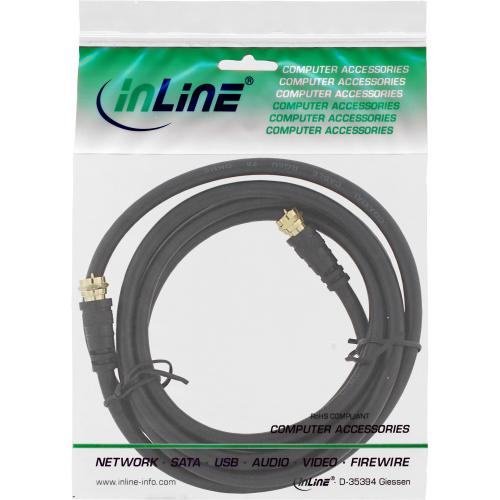 InLine® SAT-Anschlusskabel 2x geschirmt 2x F-Stecker 85dB schwarz 2m
