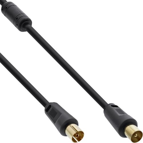 InLine® Antennenkabel 2x geschirmt mit Filter 85dB schwarz 0,5m