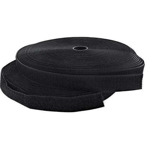 Klett-Kabelbinder Band 25 m x 25 mm – Schwarz, 2-teilig, zuschneidbar