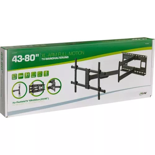 InLine® XL-Arm Full-Motion TV-Wandhalterung für TV 43-80" max. 50kg