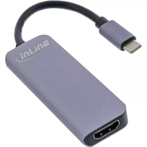InLine® Multifunktions-Hub USB 3.2 Gen.1 2x USB-A 5Gb/s + HDMI 4K/30Hz + USB Typ-C PD 87W Aluminium grau
