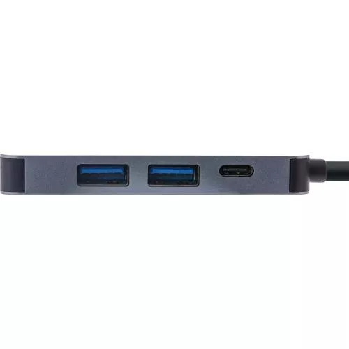 InLine® Multifunktions-Hub USB 3.2 Gen.1 2x USB-A 5Gb/s + HDMI 4K/30Hz + USB Typ-C PD 87W Aluminium grau