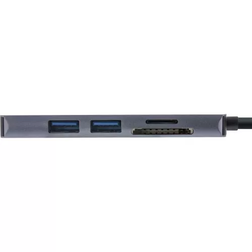 InLine® Multifunktions-Hub USB 3.2 Gen.1 2x USB-A 5Gb/s + HDMI 4K/30Hz + Cardreader Aluminium grau