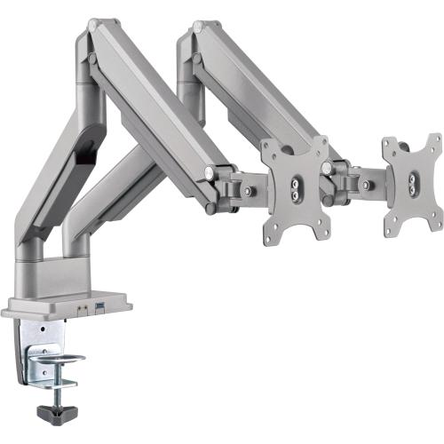 Preview: InLine® Tischhalterung mit Lifter und USB/Audio beweglich für zwei Monitore bis 81cm (32") max. 9kg