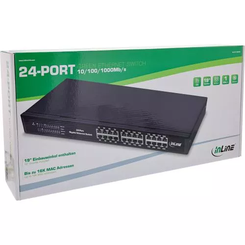InLine® Gigabit Netzwerk Switch 24-Port 1GBit/s 48,26cm (19") Metall lüfterlos