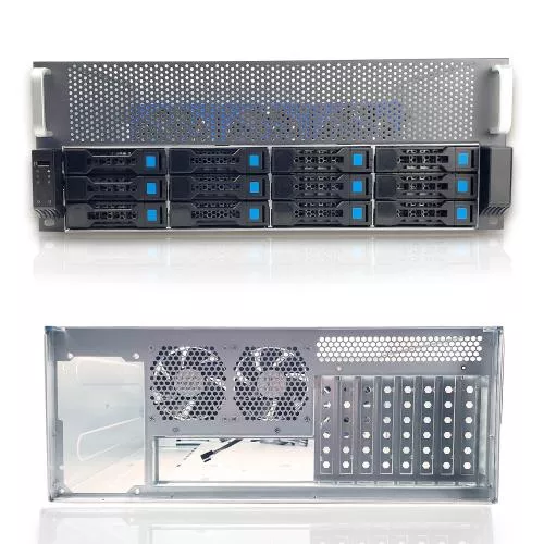 FANTEC SRC-4120X08, 4HE 19"-Servergehäuse 12x SAS & SATA ohne Netzteil 680mm Tiefe