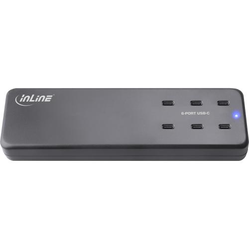 Preview: InLine® Multiport Netzteil 120W Ladegerät, 6x USB Typ-C, PD 3.0 GaN schwarz