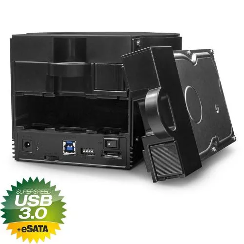 Fantec SQ-X2RU3e 2x 3,5" Gehäuse SATA zu USB 3.0 + eSATA RAID schwarz