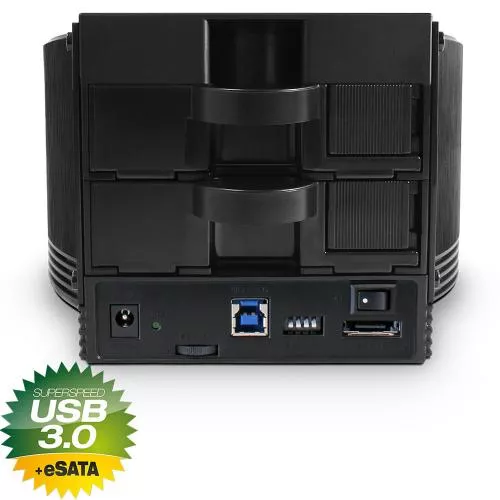Fantec SQ-X2RU3e 2x 3,5" Gehäuse SATA zu USB 3.0 + eSATA RAID schwarz