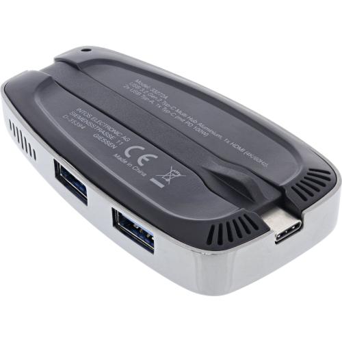 Preview: InLine® Multifunktions-Hub USB 3.2 Gen.2 USB Typ-C (2x USB-A 10Gb/s + 1xHDMI 4K@60Hz + 1x USB-C 10Gb/s & PD 100W)