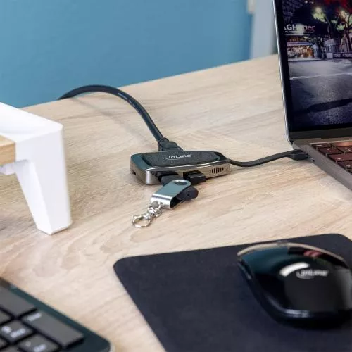 InLine® Multifunktions-Hub USB 3.2 Gen.2 USB Typ-C (2x USB-A 10Gb/s + 1xHDMI 4K@60Hz + 1x USB-C 10Gb/s & PD 100W)