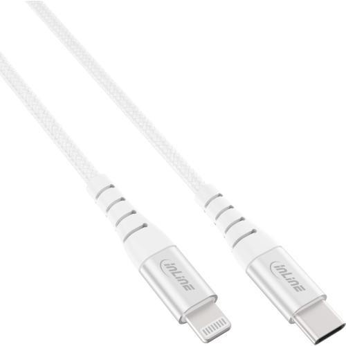 Preview: InLine® USB-C Lightning Kabel für iPad, iPhone, iPod, silber/Alu, 2m MFi-zertifiziert