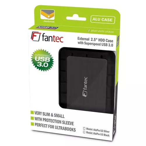 FANTEC AluPro U3 (schwarz) Gehäuse 2,5", USB 3.0