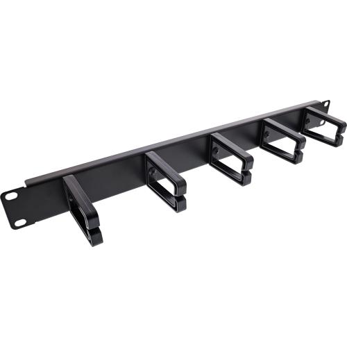 19" Kabelführungspanel mit 5 kleinen Bügeln – RAL 9005 Schwarz
