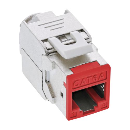 8er Pack InLine® Keystone RJ45 Buchse, geschirmt, Cat.6A, rot