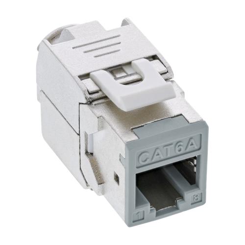 8er Pack InLine® Keystone RJ45 Buchse, geschirmt, Cat.6A, grau