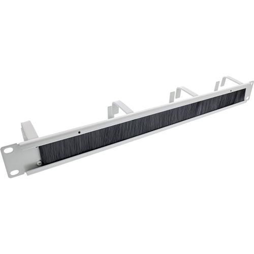 Preview: 19" Kabel-Durchführungsplatte mit Bürste, 1HE – RAL 7035 Grau