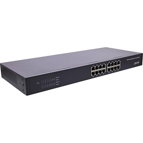InLine® Gigabit Netzwerk Switch 16-Port, 1GBit/s, 48,26cm (19"), Metall, lüfterlos