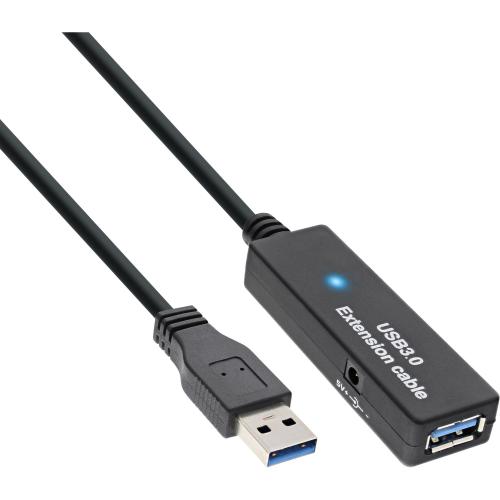 InLine® USB 3.2 Gen.1 Aktiv-Verlängerung, Stecker A an Buchse A, schwarz, 15m