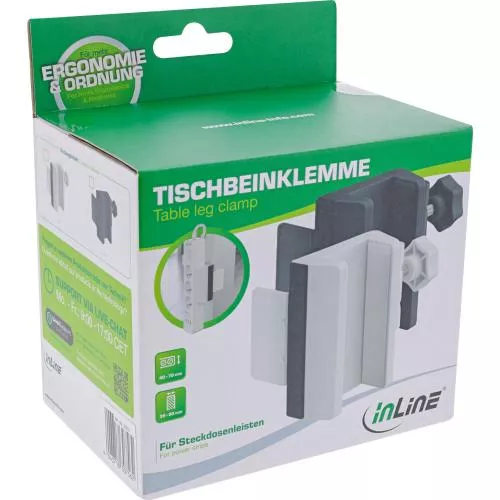 InLine® Tischbein-Klemme für Steckdosenleiste, Schraubklemme, schwarz
