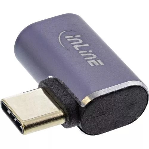 InLine® USB4 Adapter, USB Typ-C Stecker/Buchse rechts/links gewinkelt, Aluminium, grau
