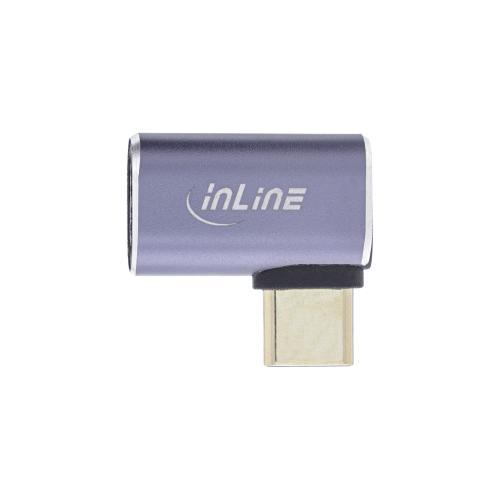 Preview: InLine® USB4 Adapter, USB Typ-C Stecker/Buchse rechts/links gewinkelt, Aluminium, grau