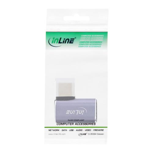 InLine® USB4 Adapter, USB Typ-C Stecker/Buchse rechts/links gewinkelt, Aluminium, grau