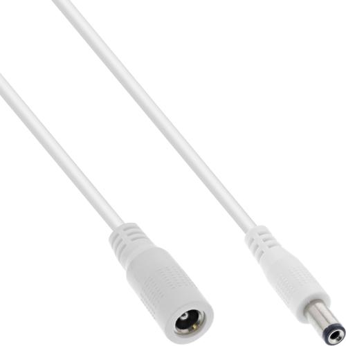 InLine® DC Verlängerungskabel DC Stecker/Buchse 5,5x2,5mm AWG 18 weiß