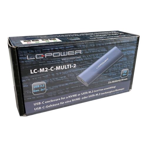 LC-Power LC-M2-C-MULTI-2 M.2-SSD-Gehäuse (NVMe & SATA) USB 3.2 Gen.2x1 anthrazit