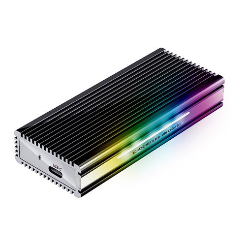 LC-Power LC-M2-C-MULTI-RGB M.2-SSD-Gehäuse (NVMe & SATA) USB 3.2 Gen.2x1 mit RGB