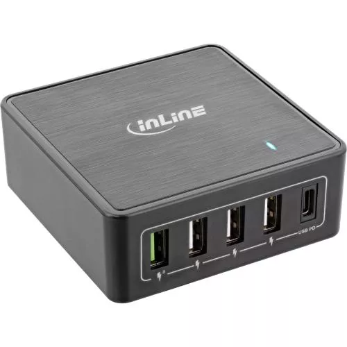 InLine® Power Delivery + Quick Charge 3.0 USB Netzteil Ladegerät 4x USB A + USB Typ-C 60W schwarz