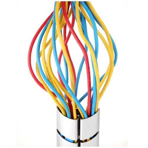 Preview: Flexibler Kabelkanal mit Tischbefestigung – 2-Kammer-System – bis 0,80 m – silber