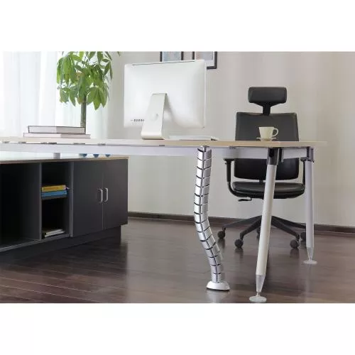 Flexibler Kabelkanal mit Tischbefestigung – 2-Kammer-System – bis 0,80 m – silber
