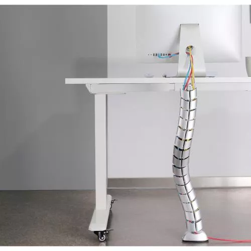 Flexibler Kabelkanal mit Tischbefestigung – 2-Kammer-System – bis 0,80 m – silber
