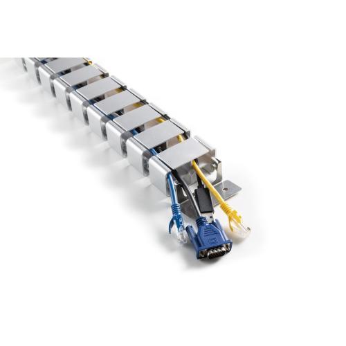 Preview: Flexibler Kabelkanal mit Tischbefestigung – 4-Kammer-System – bis 1,28 m – grau